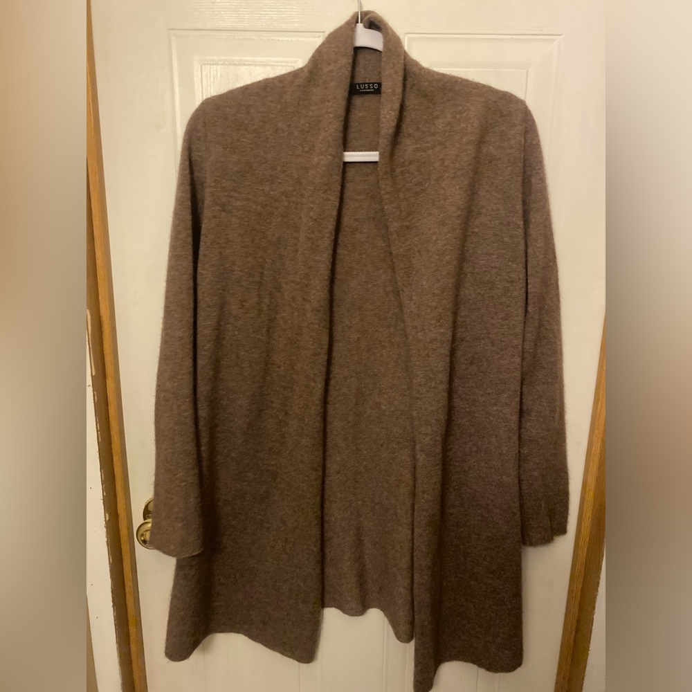 Lusso Cozy Open-Front Cashmere Cardigan Sweater